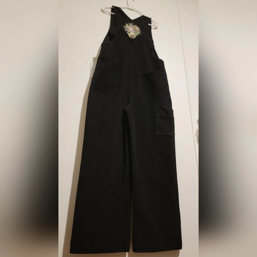 Victorian Trading Co. Embroidered Corduroy Wide Leg Womens Overalls Sz M Y2K 90s - Picture 3 of 14